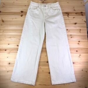 Gap Jeans Womens 31 Cream Wide Leg High Rise Stride Baggy Denim Jeans